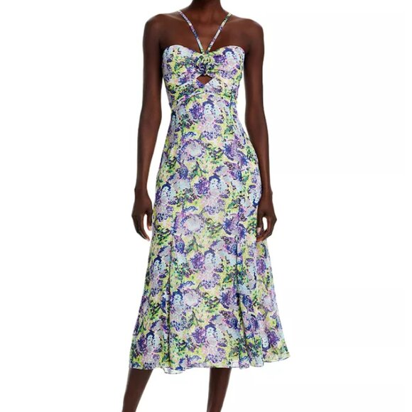 Likely Printed Midi Dress – Deep Blue Lavender Multi – Size 8 - Picture 1 of 9